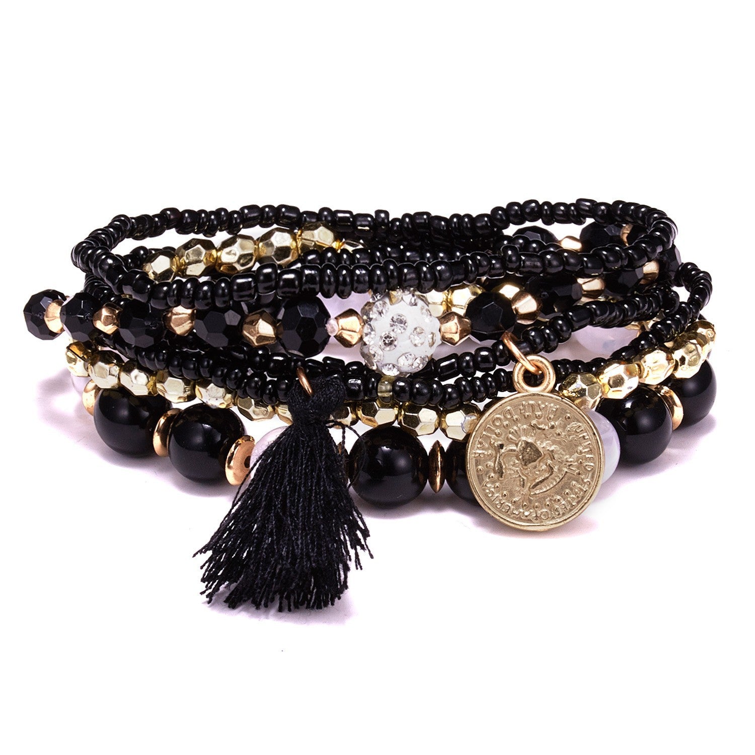 Pulsera multicapa con cuentas al por mayor 6pcs Beauty Coin con cuentas con cuentas